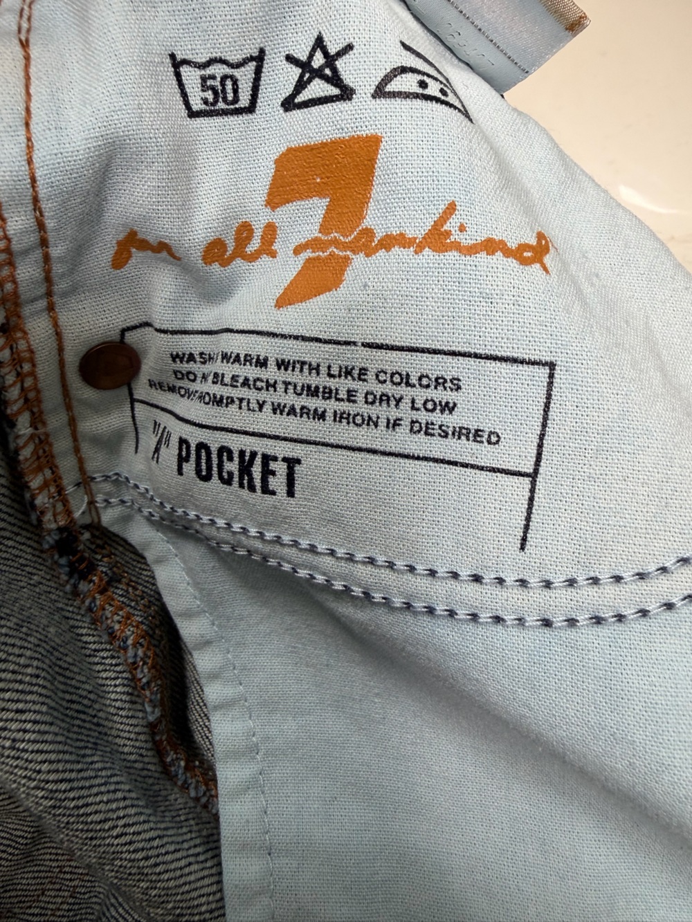 7 For All Mankind Blue Cropped Flare Jeans - Picture 3 of 4